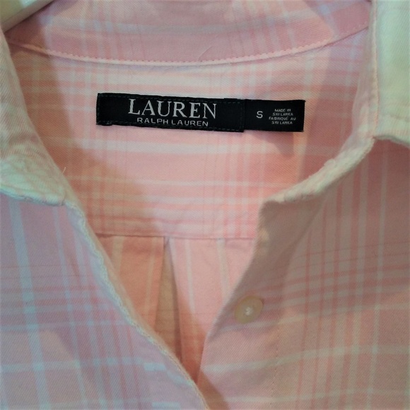 Ralph Lauren Plaid Button Front Shirt Pink White Size Small - Picture 5 of 7